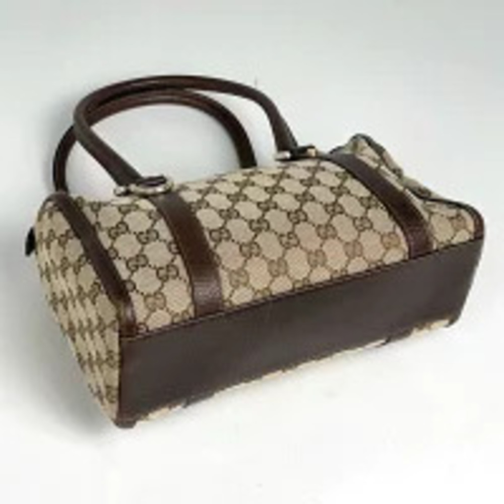 Gucci brown Boston bag Abbey canvas GG leather